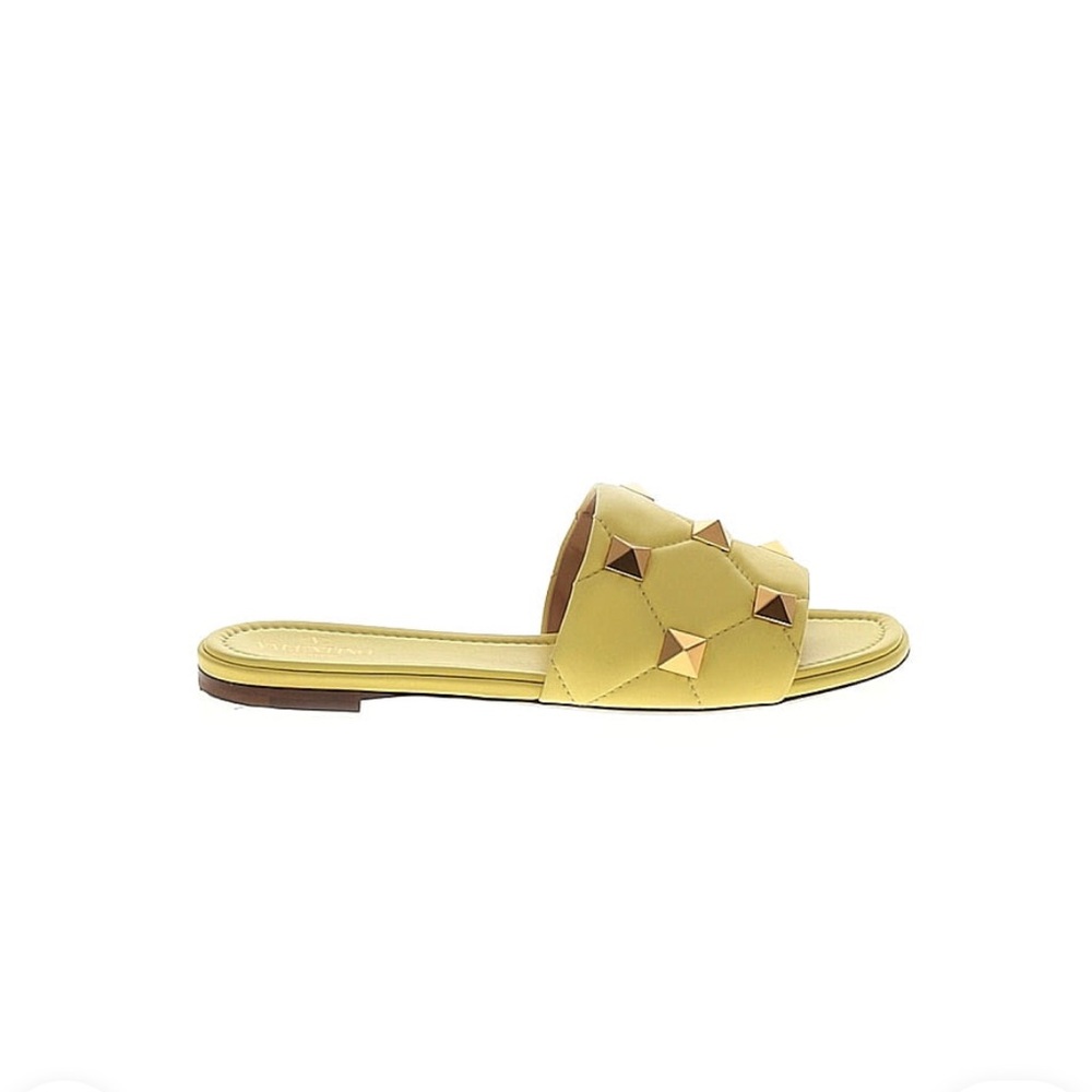 Yellow Studded Slide Sandals